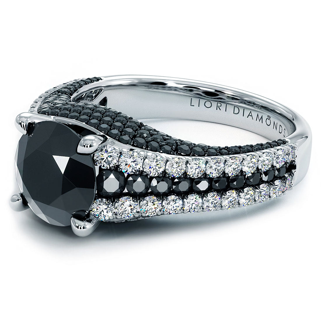 4.15 Carat Certified Natural Black Diamond Engagement Ring 18k White Gold