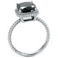 3.01 Carat Cushion Cut Black Diamond Ring Set in Platinum Pave Halo