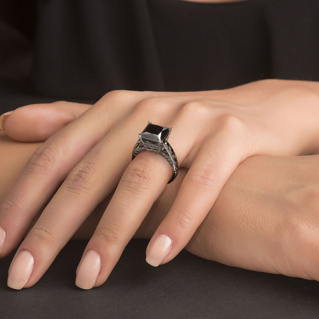 Natural black diamond ring Clearance