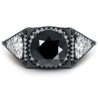 11.67 Carat Certified Fancy Black Diamond Engagement Ring 18k Black Gold