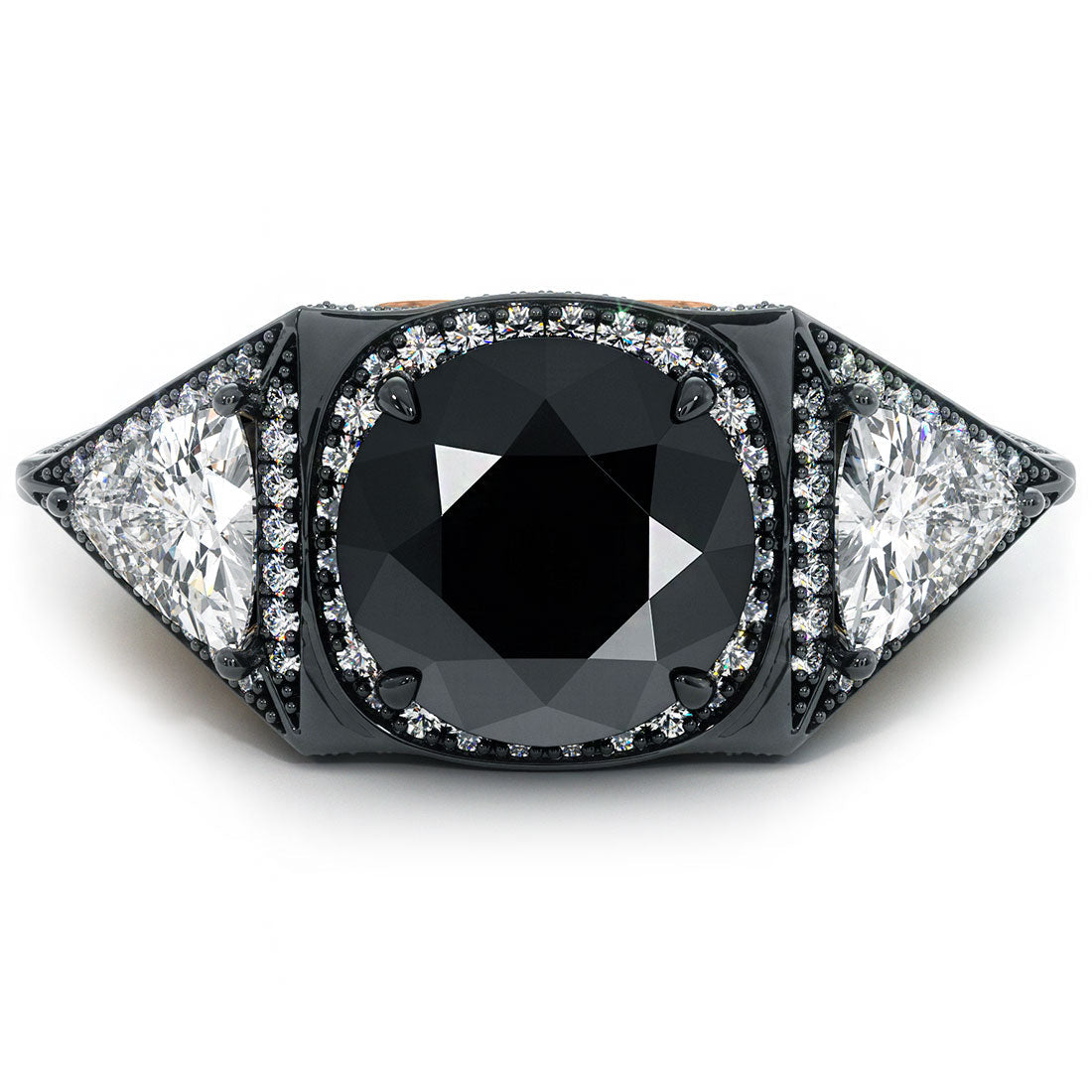 11.67 Carat Certified Fancy Black Diamond Engagement Ring 18k Black Gold