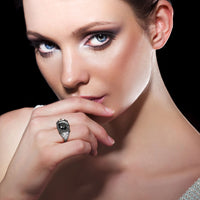 11.67 Carat Certified Fancy Black Diamond Engagement Ring 18k Black Gold