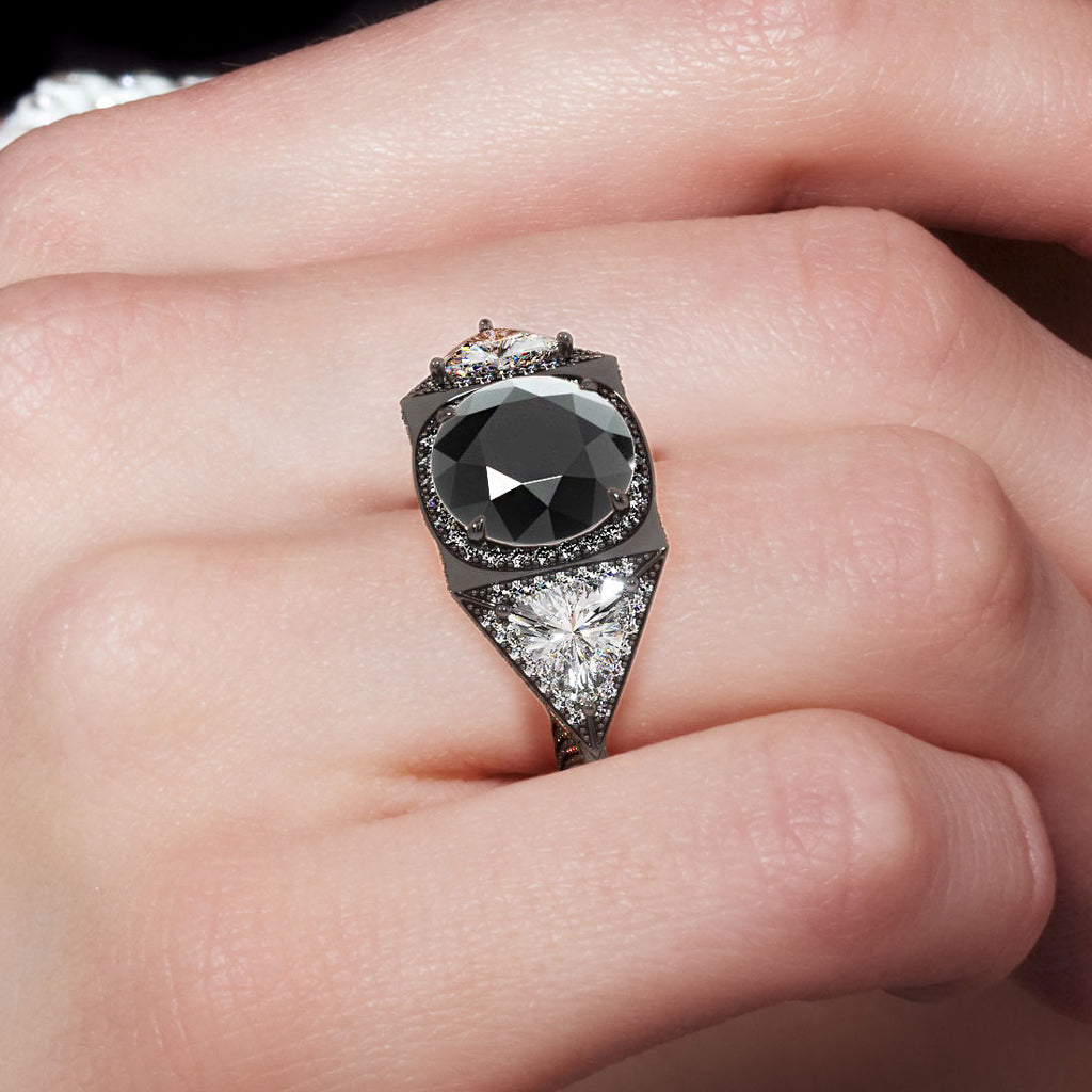 Certified black diamond engagement rings Clearance