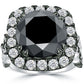 Black Diamond Engagement Ring Pave Halo White Gold Front