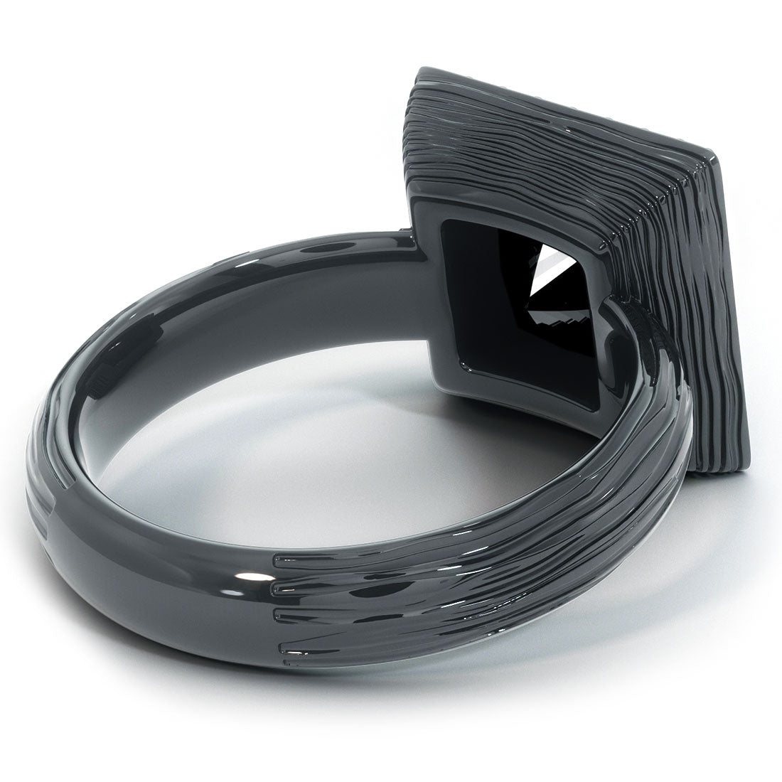 2.76 Carat Princess Cut Natural Black Diamond Engagement Ring 18k Black Gold