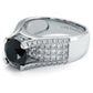 4.04 Carat Certified Natural Black Diamond Engagement Ring 14k White Gold