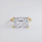5.70ctw GIA Certified E-VS2 Radiant Cut East to West Petite Micropavé Lab Grown Diamond Engagement Ring set in 14k Yellow Gold