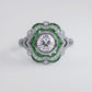 1 Carat Round Brilliant Antique Art Deco Emerald & Diamond