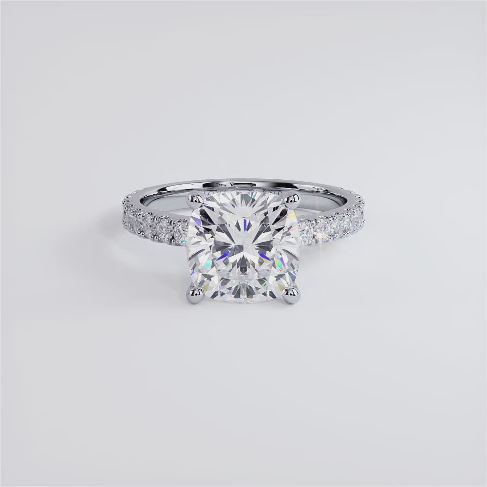 3 Carat Cushion Cut Petite Micro Prong Set