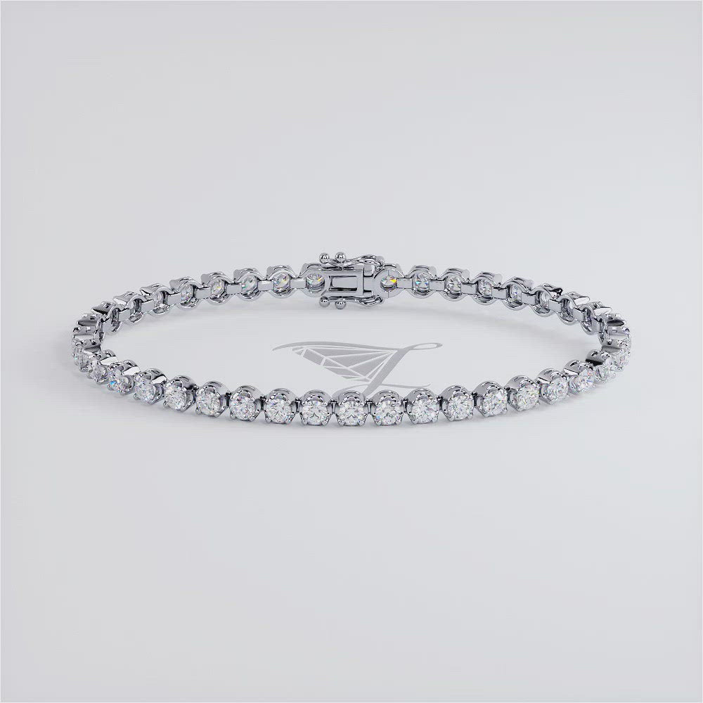 4.00ctw Round Brilliant Buttercup Diamond Tennis Bracelet set in 14k White Gold