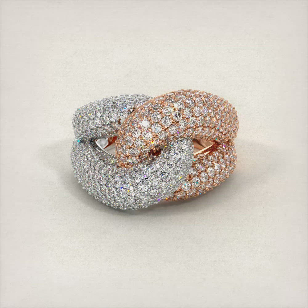 3.47ctw Diamond Cocktail Fashion Ring 14k Rose & White Gold