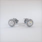 0.80 Carat F-VS Pave Halo Diamond Studs Earrings 18k White Gold
