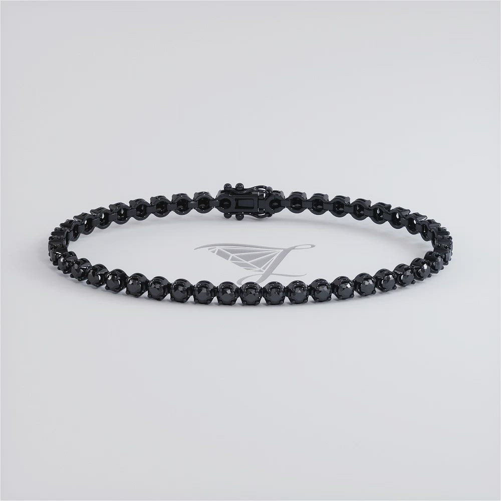 3.30ctw Round Brilliant Buttercup Black Diamond Tennis Bracelet set in 14k Black Gold