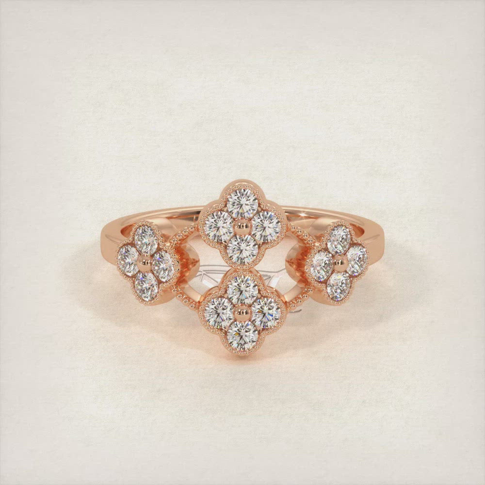 0.60ctw Diamond Cocktail - Right hand Ring 14k Rose Gold