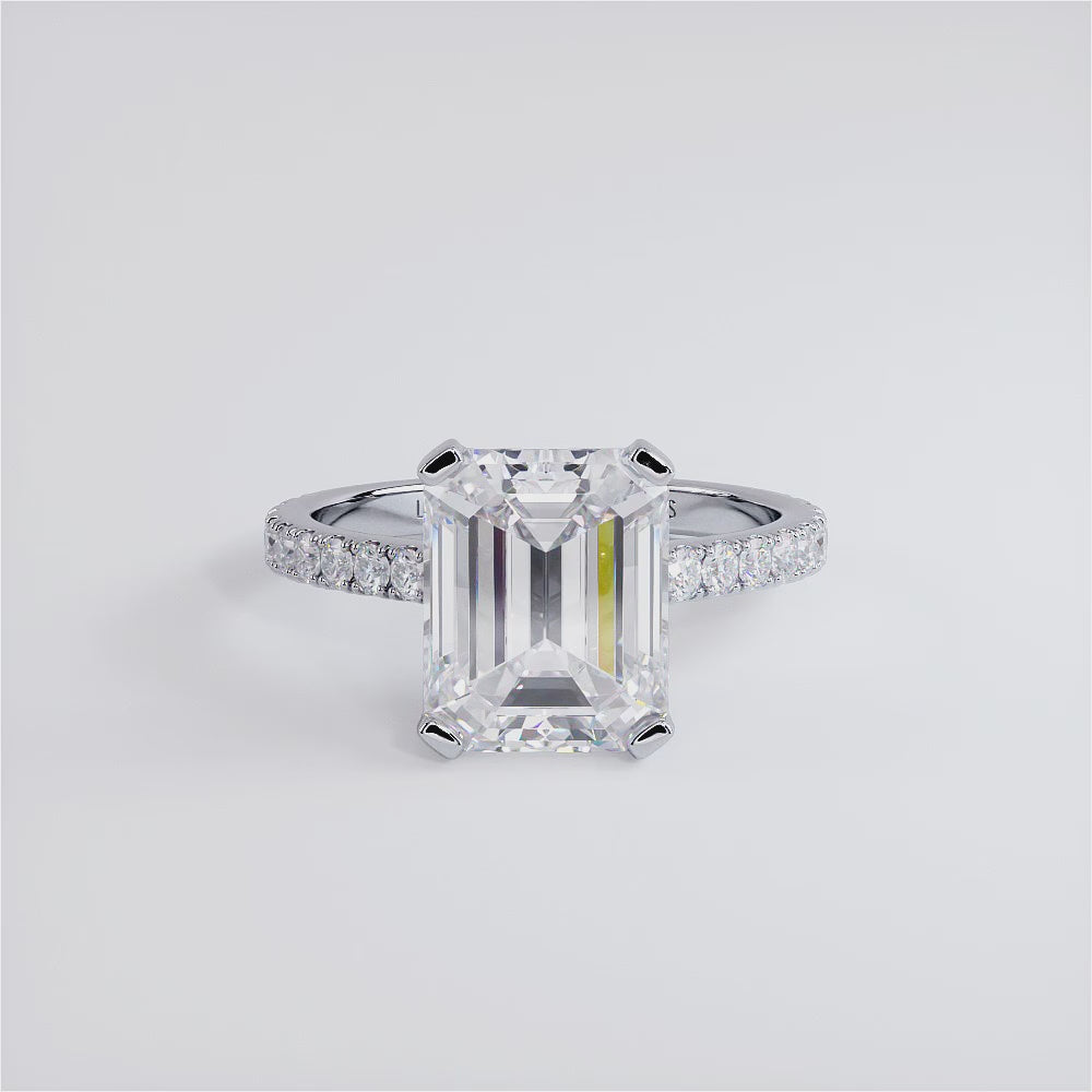 4 Carat Emerald Cut Petite Micro Prong Set