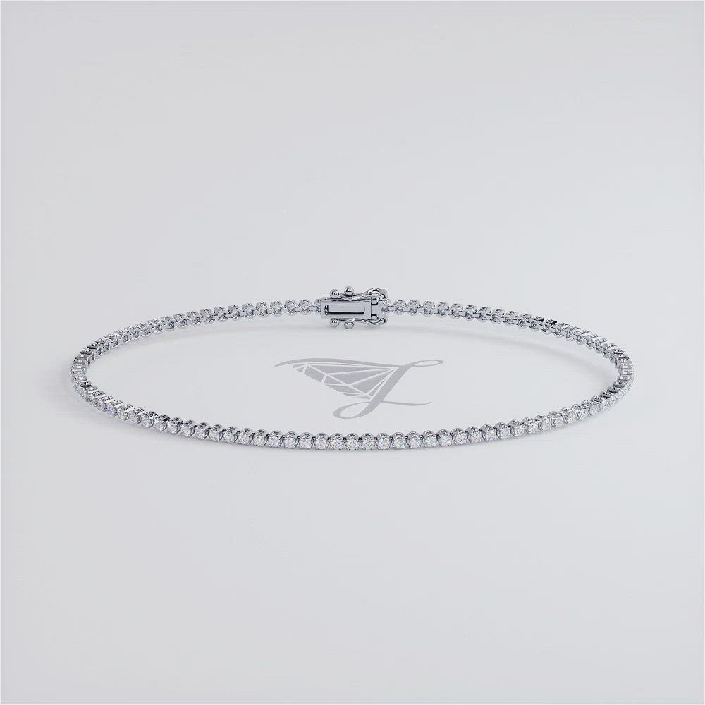 1.00ctw Round Brilliant Buttercup Diamond Tennis Bracelet set in 14k White Gold