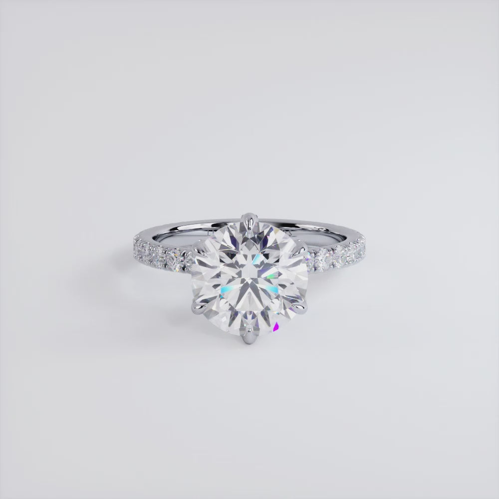 3 Carat Round Brilliant Petite 6 Prong Micropavé