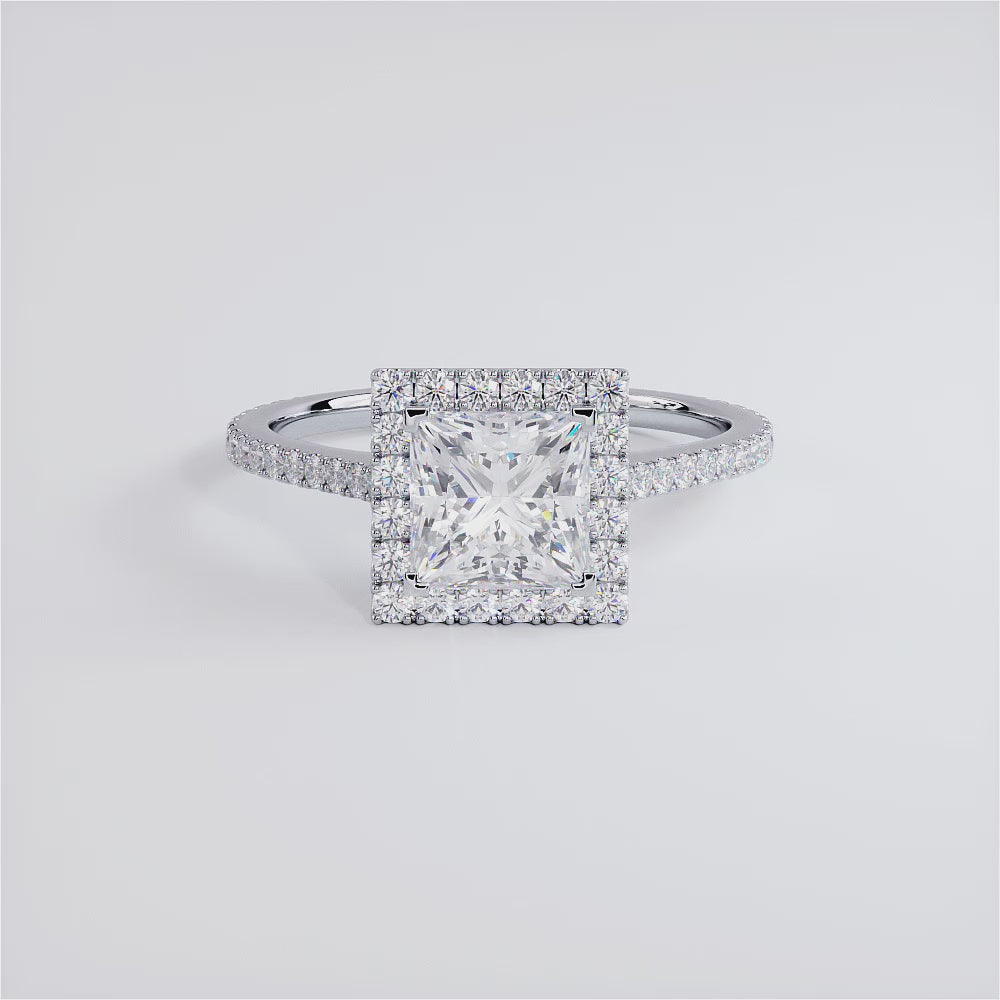 1 Carat Princess Cut Micropavé Halo Diamond