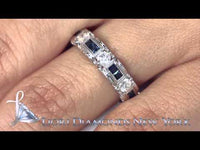 WBAJ-022 - 1.55 CTW Genuine Blue Sapphire & Diamond Wedding Band Anniversary Ring 14k Gold