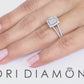 2.18 Carat E-SI3 Princess Cut Diamond Engagement Ring 18k White Gold Pave Halo