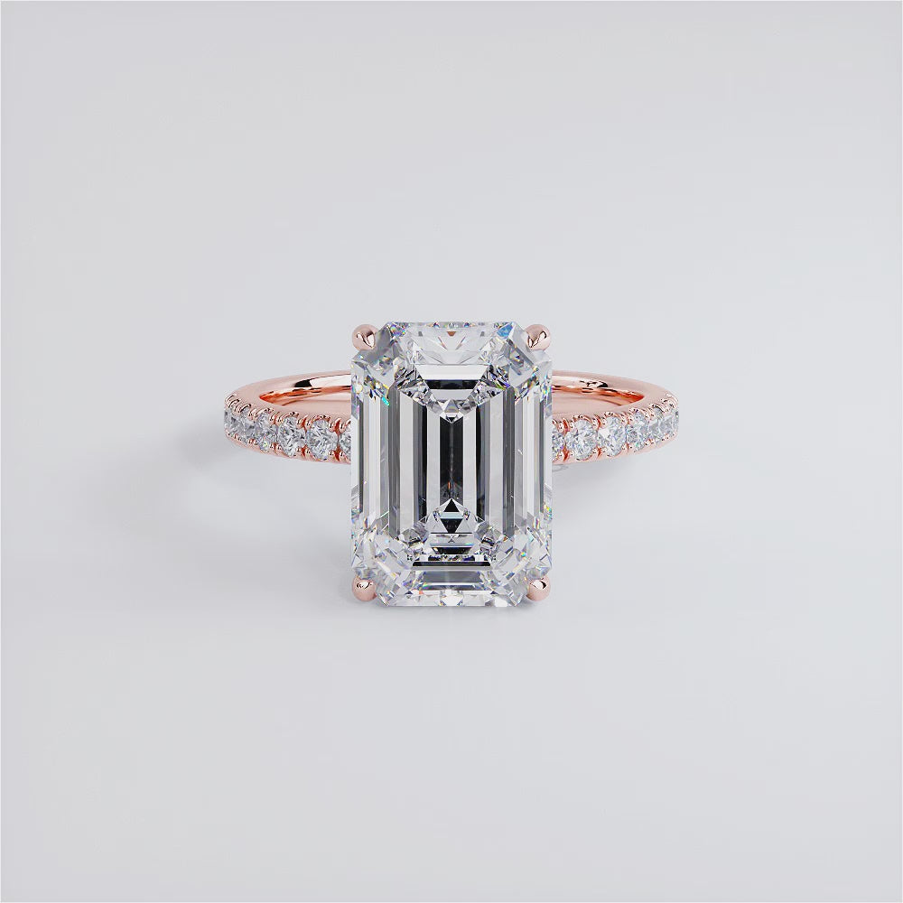 4 Carat Emerald Cut Under Halo Petite Micropavé