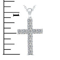 1.65 Carat Natural Diamond Cross Pendant Necklace in 14k White Gold - CR-001