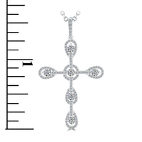 1.20 Carat Art Deco Diamond Cross Pendant Necklace in 14k White Gold - CR-023