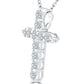 1.50 Carat Natural Diamond Cross Pendant Necklace in 14k White Gold - CR-026