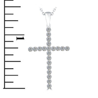 0.95 Carat Natural Diamond Cross Pendant Necklace in 14k White Gold - CR-028