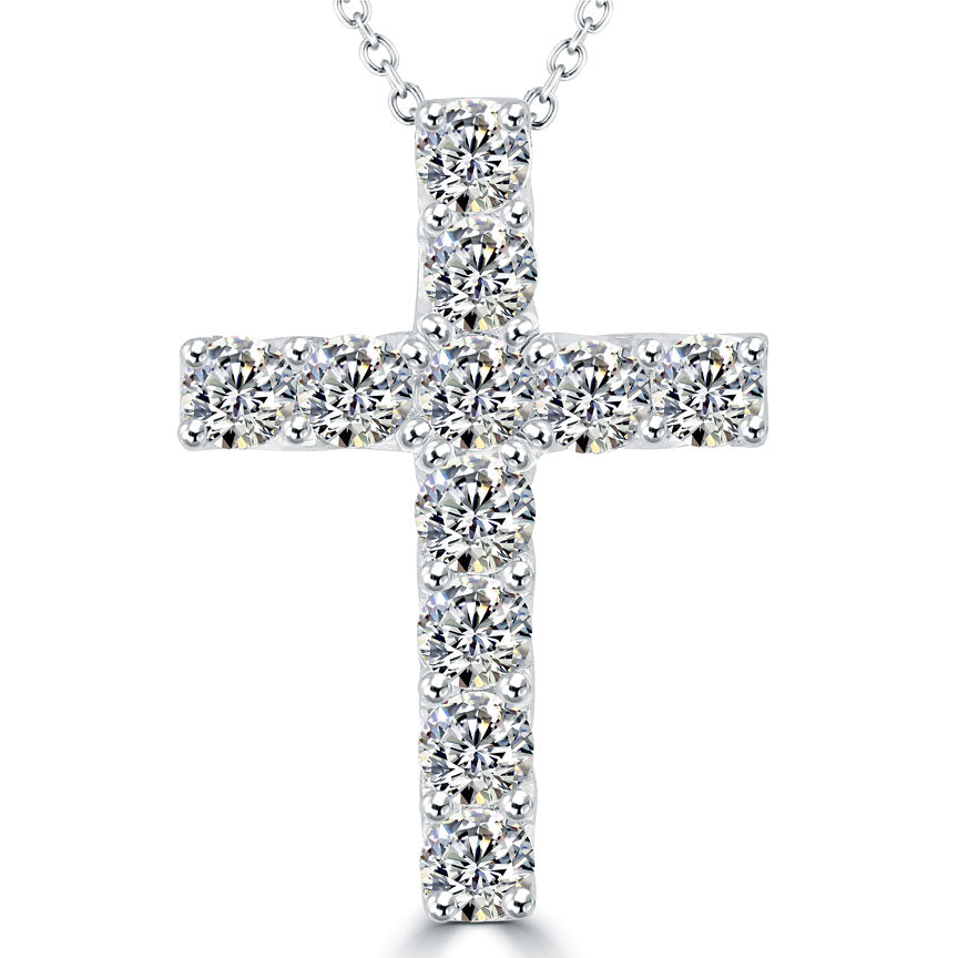 2.00ctw Diamond Cross Pendant Necklace Set in 14k White Gold