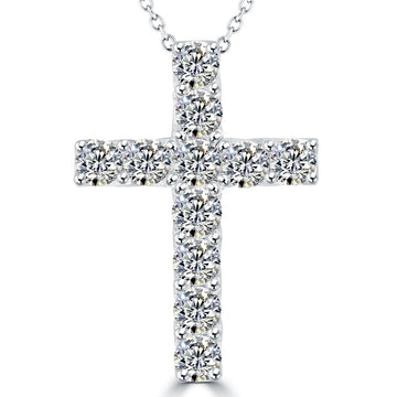 2.00ctw Diamond Cross Pendant Necklace Set in 14k White Gold