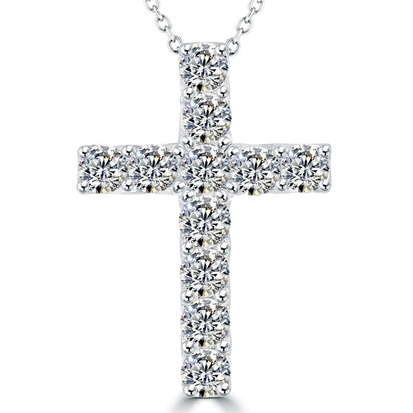 2.00ctw Diamond Cross Pendant Necklace Set in 14k White Gold