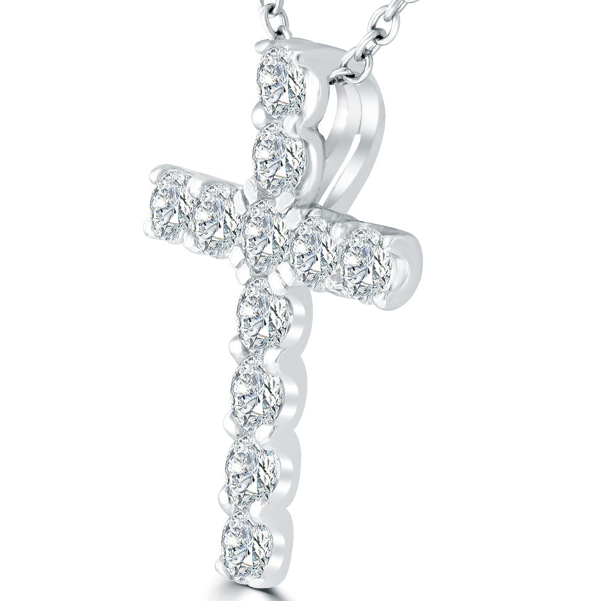 2.00ctw Diamond Cross Pendant Necklace Set in 14k White Gold