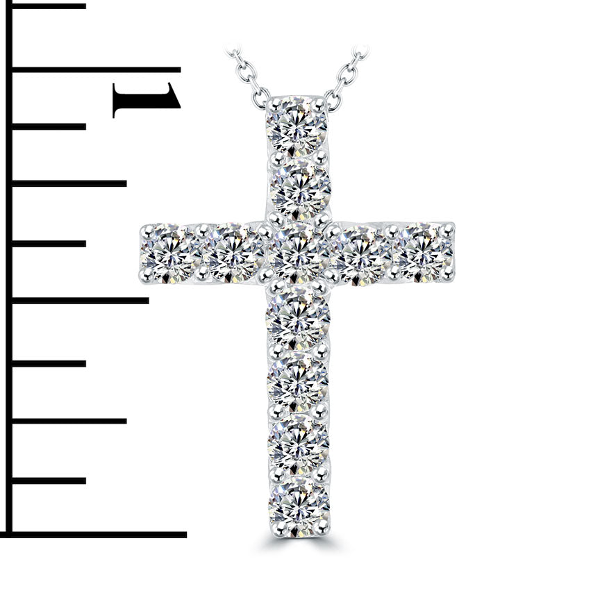 2.00ctw Diamond Cross Pendant Necklace Set in 14k White Gold