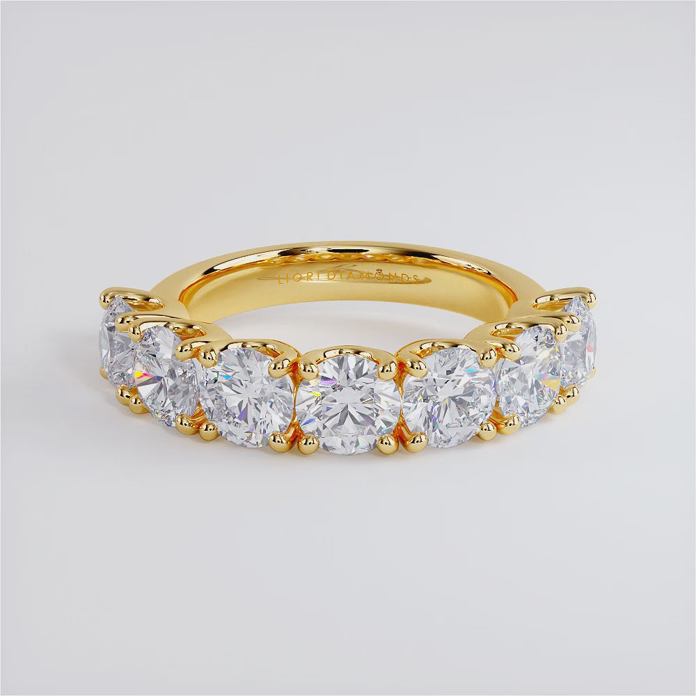 3.15ctw 7 Stone Diamond Wedding Band Anniversary Ring Set in 14k Yellow Gold