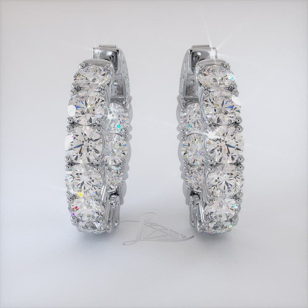 6.00ctw F-SI Ladies Huggie Hoop Earrings 14k White Gold