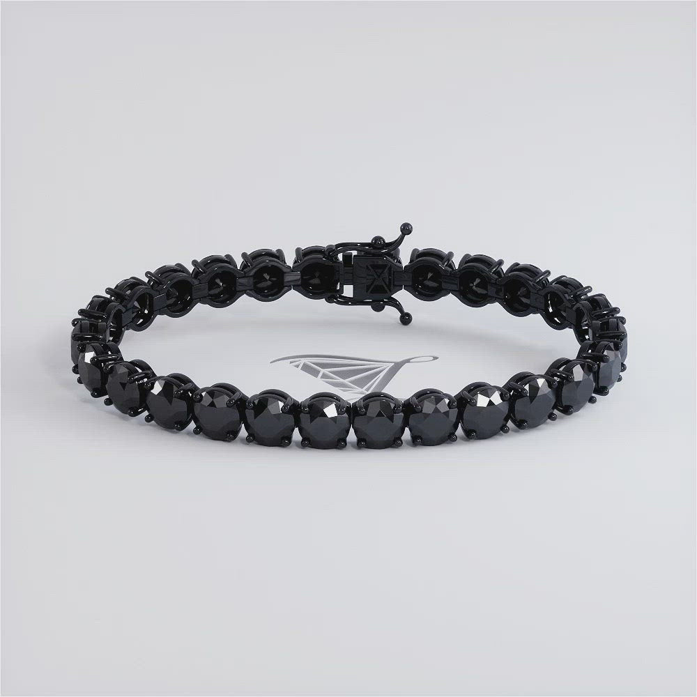 26.00ctw Round Brilliant Black Diamond Tennis Bracelet set in 14k Black Gold