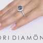 2.15 Carat Fancy Blue Diamond Engagement Ring 18k White Gold Pave Halo