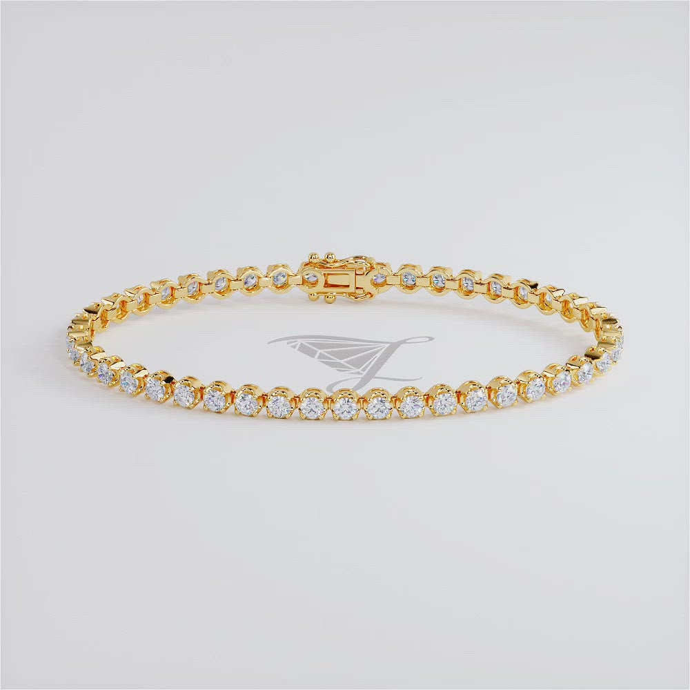 3.30ctw Round Brilliant Buttercup Diamond Tennis Bracelet set in 14k Yellow Gold