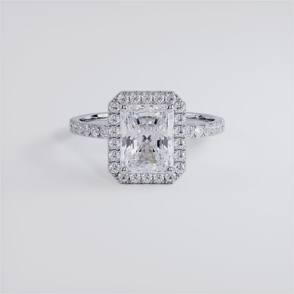 2 Carat Radiant Cut Petite Halo Micropavé