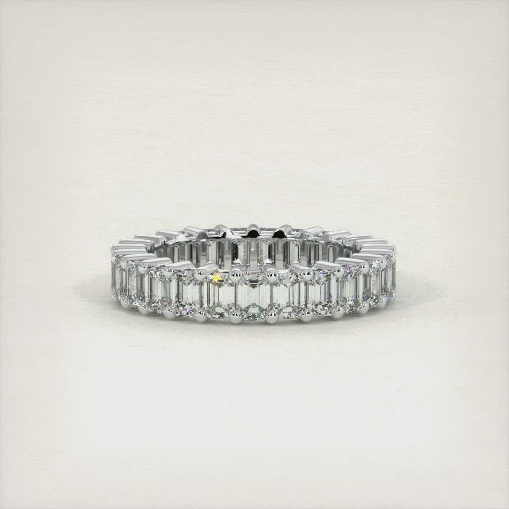 6.00ctw F-VS1 Emerald Cut Diamond Eternity Band Anniversary Ring 18k Gold