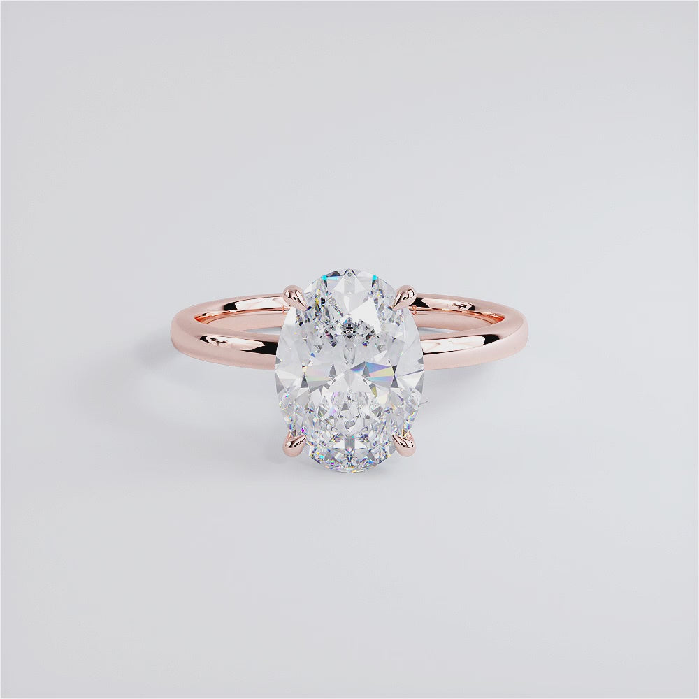 3 Carat Oval Cut Petite Wire Solitaire