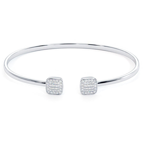0.38 Carat Pave Diamond Bangle Open Cuff Bracelet 14k White Gold