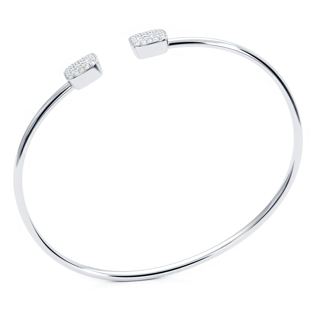 0.38 Carat Pave Diamond Bangle Open Cuff Bracelet 14k White Gold