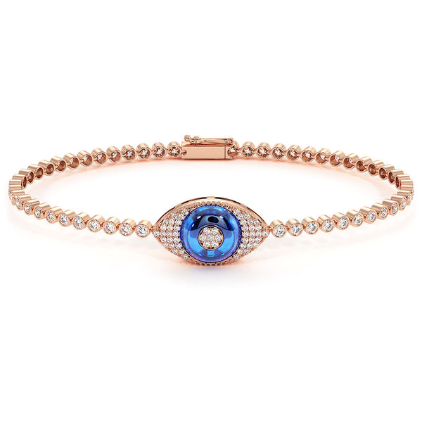 1.96 Carat Diamond and Topaz Evil Eye Bracelet 18K Rose Gold
