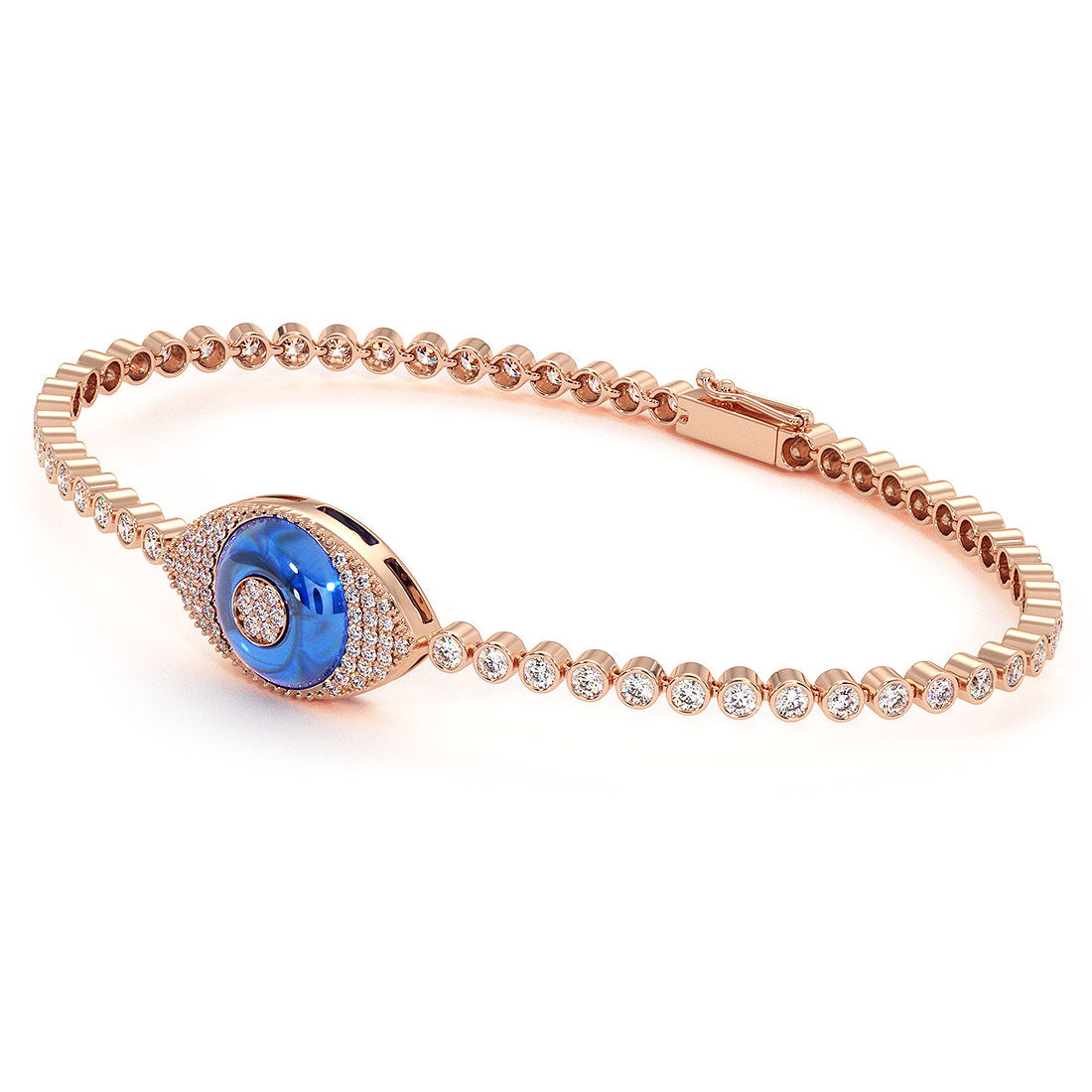 1.96 Carat Diamond and Topaz Evil Eye Bracelet 18K Rose Gold