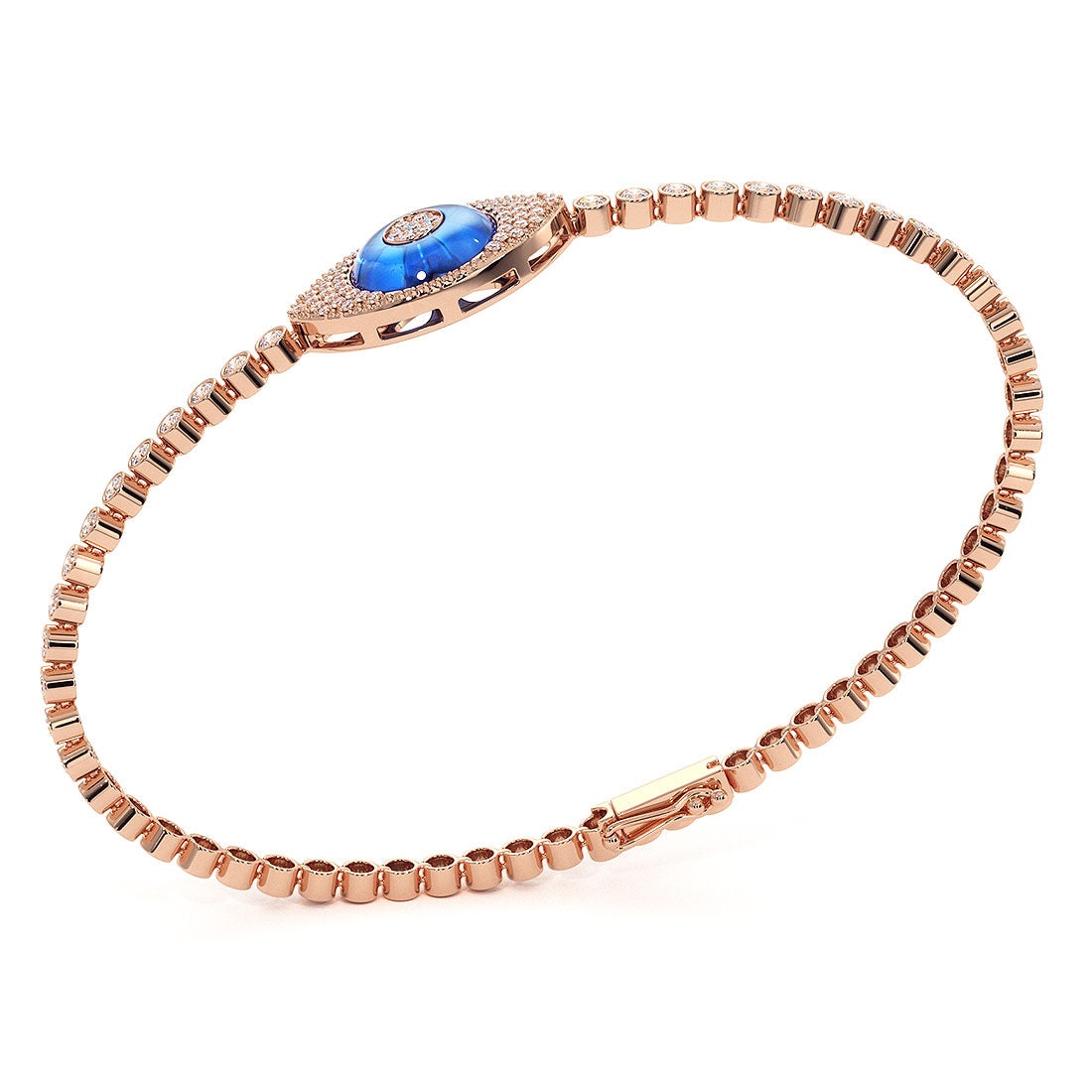 1.96 Carat Diamond and Topaz Evil Eye Bracelet 18K Rose Gold