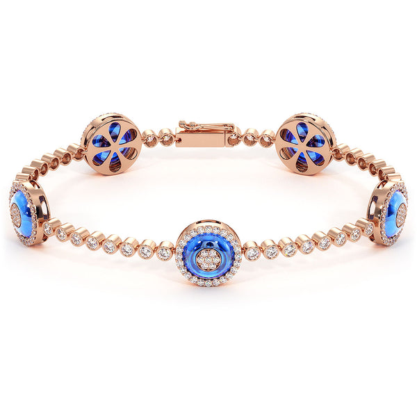 2.25 Carat Diamond and Topaz Evil Eye Bracelet 18K Rose Gold