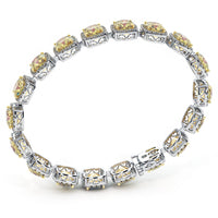 23.46 Carat Natural Fancy Yellow Diamond Bracelet Pave Halo 18k White Gold