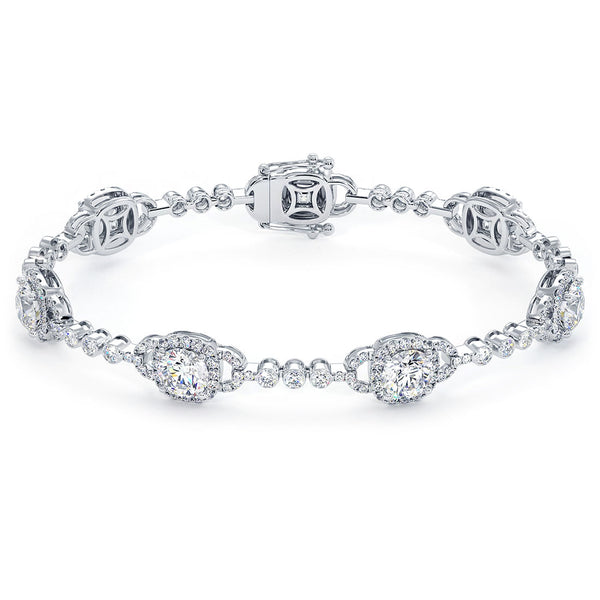 6.60 Carat Pave Halo Diamond Bracelet set in 18k White Gold